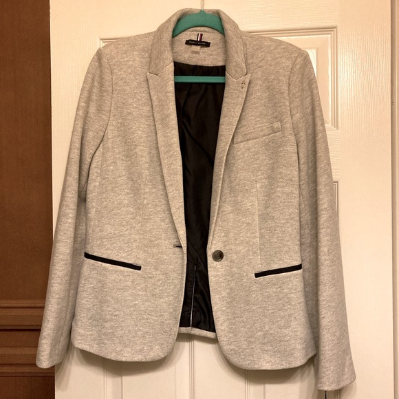 Tommy Hilfiger Jackets & Blazers - Tommy Hilfiger Heather Gray Knit Blazer with Navy Elbow Patches & Buttons